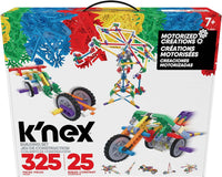 Motorized building set with 325 colorful pieces, track, gears, and build options