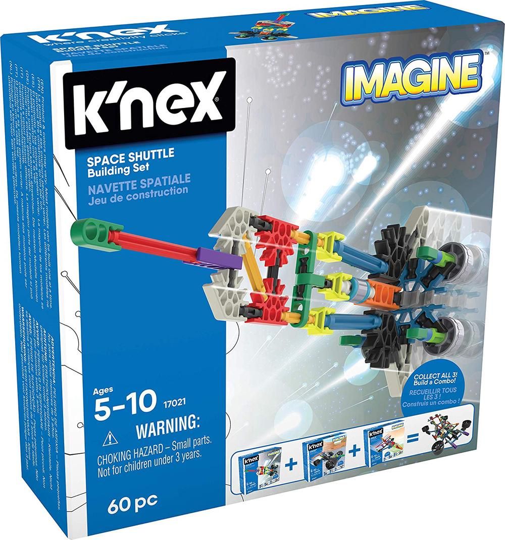 K'nex space shuttle building set box, 60 pieces, ages 5–10, Imagine
