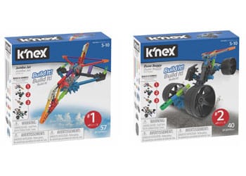 K'nex Starter vehicle assortment boxes, building set packages side by side