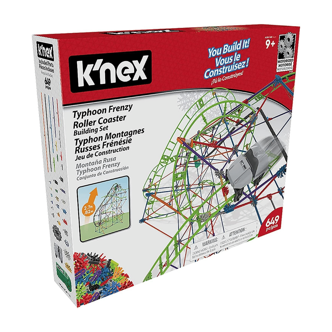 K'nex Typhoon Frenzy roller coaster building set box, 649 pieces.