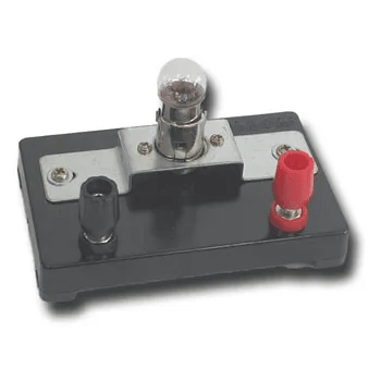 Lamp on stand terminal block with metal posts and red button