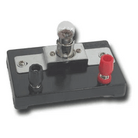 Lamp on stand terminal block with metal posts and red button