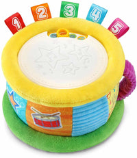 Soft yellow number learning drum with red, orange, green, blue touch pads and star panel