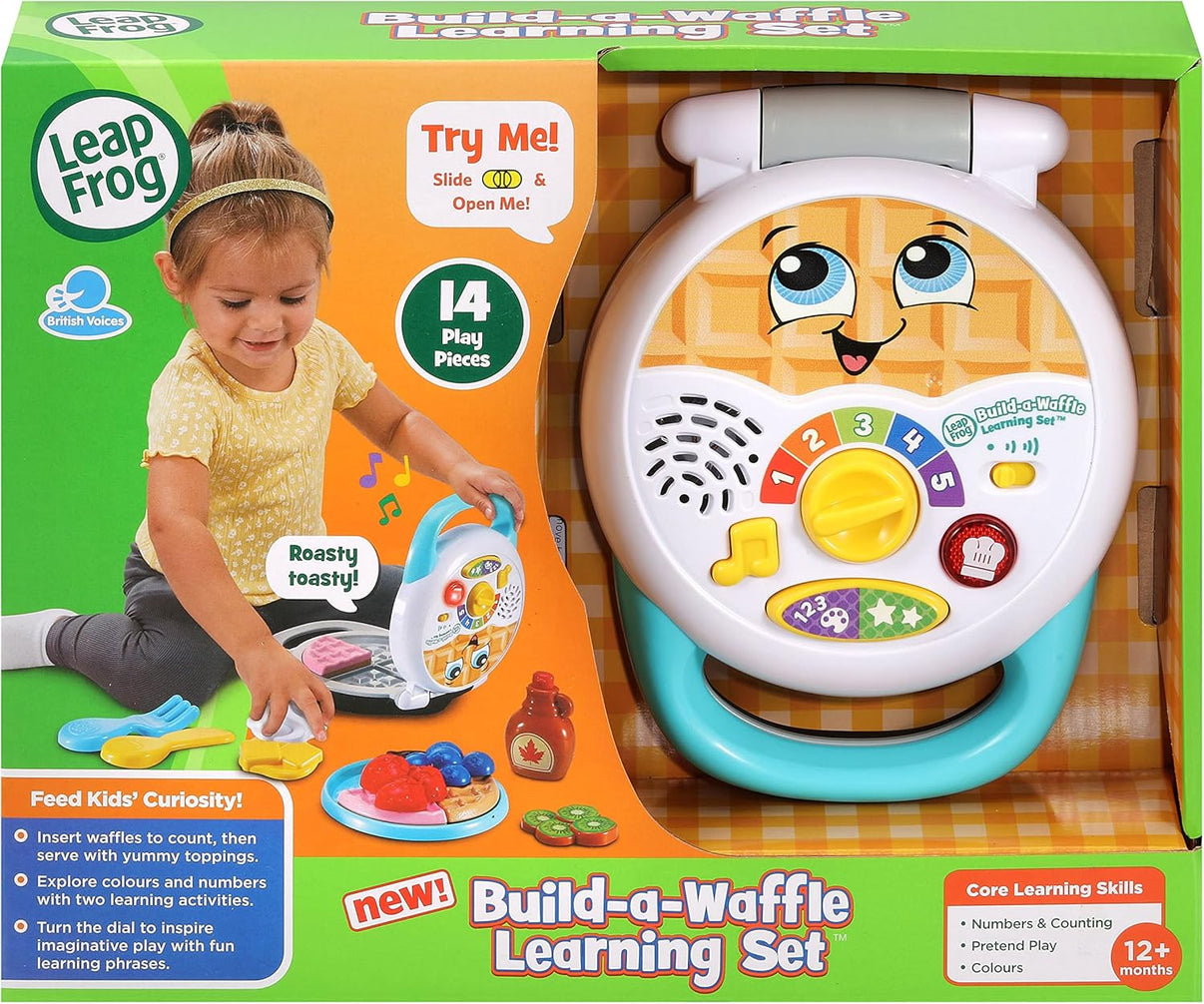 Boxed Build-a-Waffle learning set toy with character face and interactive waffle maker