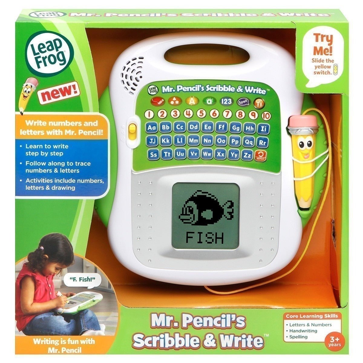 LeapFrog Scribble & Write toy box showing tablet and yellow stylus
