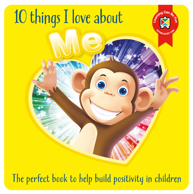 Children's book cover with monkey character in a heart frame and large 'Me' text