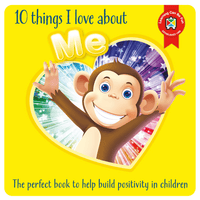 Children's book cover with monkey character in a heart frame and large 'Me' text