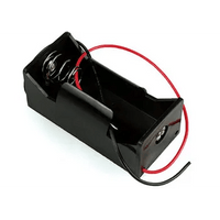 Black battery holder with red and black leads and open spring contacts