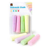 Sidewalk chalk set of 4 fluorescent pastel sticks in pink, purple, green, and yellow
