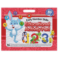 Educational activity pad cover with early number skills, 80 learning stickers