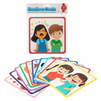 Plastic emotions cards set with illustrated kids faces and expressions, 10 cards