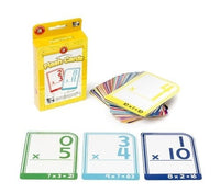 Multiplication flash cards set with deck and three answer cards showing x5, x4, x10