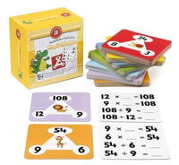 Multiplication and division magic triangles card game set with number cards