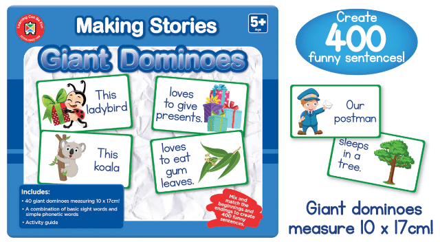Giant dominoes story game set box, 400 funny sentence ideas and card pictures