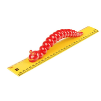 Children's spring ruler with red segmented track and yellow measuring markings
