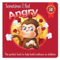 Anger children's book cover with 'Sometimes I Feel Angry' title and worried monkey