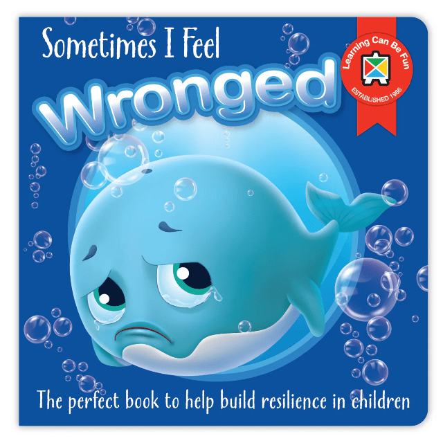 Children's picture book cover featuring blue whale with worried expression and bubbles