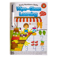Early number skills wipe-clean workbook with pen and illustrated counting pages
