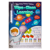 Wipe-clean times tables learning starting set with erasable marker, write and re-use