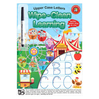 Uppercase letter wipe-clean workbook with reusable pen activity cover