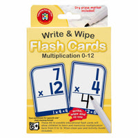 Write & Wipe multiplication 0-12 flash cards box with marker