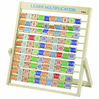 Viga learning multiplication wooden board with colorful number tiles on stand