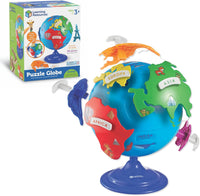 Puzzle globe in retail box with globe and continent-shaped insert pieces