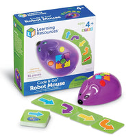 Purple Code & Go robot mouse coding set with 31 picture cards and robot mouse.