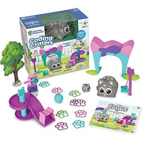 Coding critter scamper and sneaker toy playset with box, cat figure, tree, and accessories