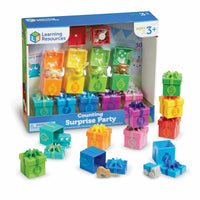Counting surprise block toy set in retail box with numbered gift pieces and figures