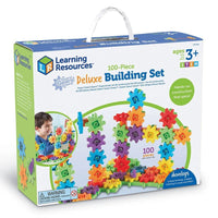 Deluxe building set box with colorful gear pieces, 100-piece Learning Resources STEM set