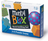 3-D puzzle game box featuring colorful blocks and a patterned ball