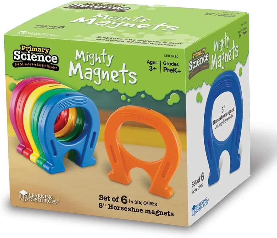 Learning Resources Mighty Magnets box with set of six colored horseshoe magnets
