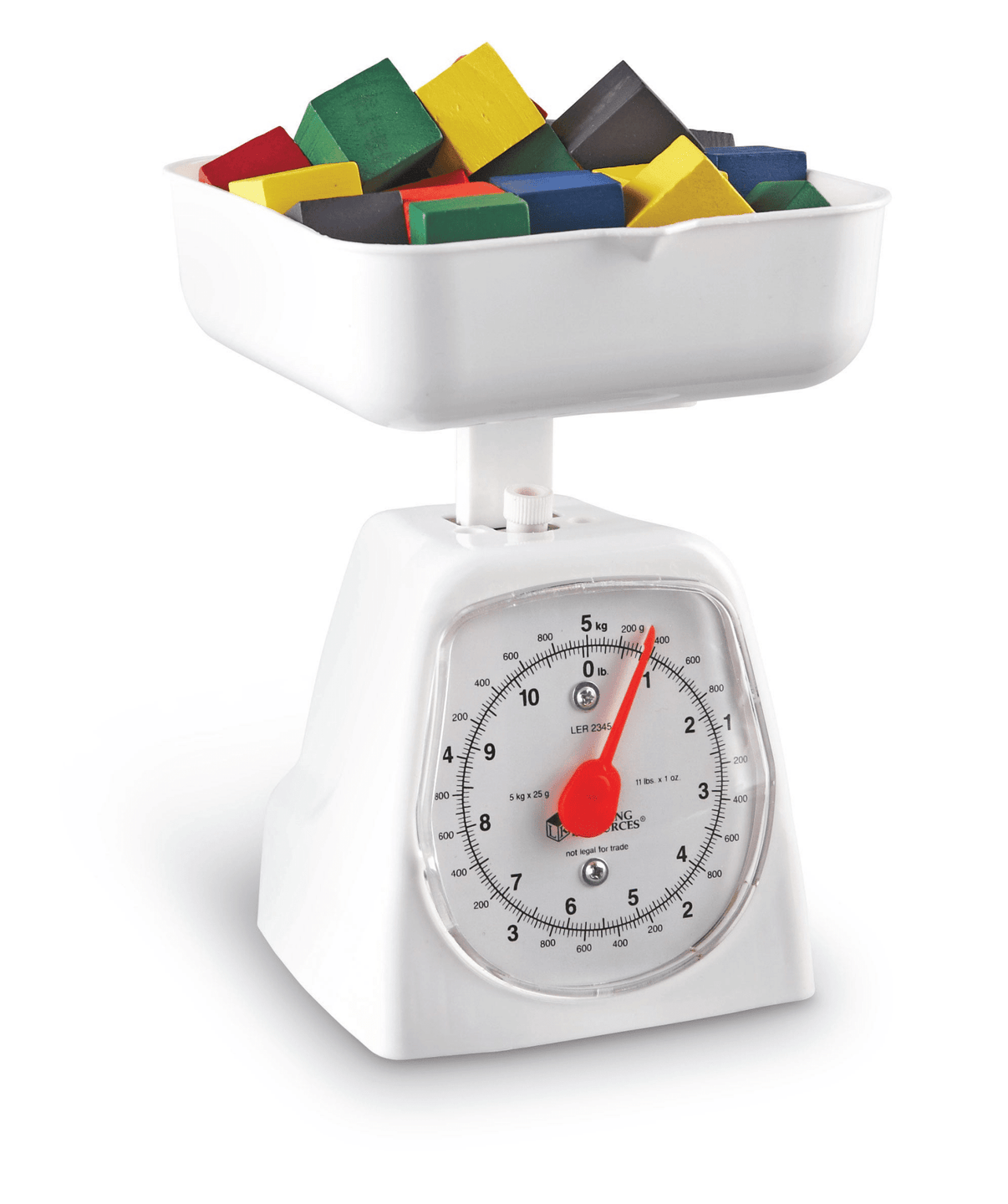 White platform scale with large bowl and analog dial, red pointer