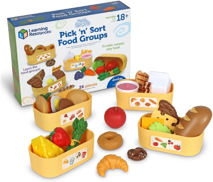 Sprouts® Pick 'n' Sort food groups play set with 26 pieces in yellow trays
