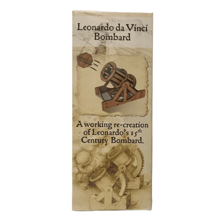 Leonardo da Vinci Bombard mini book cover with cannon illustration and title