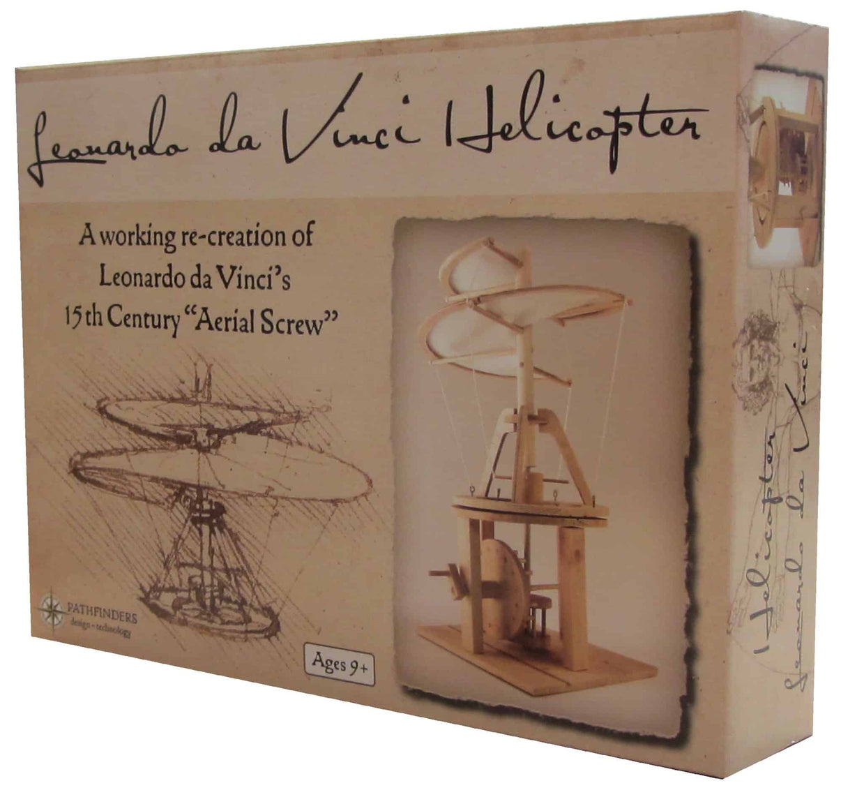 Helicopter model DIY kit box with printed helicopter design and age label