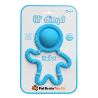 Blue Lil Dimpl silicone sensory toy in retail blister pack