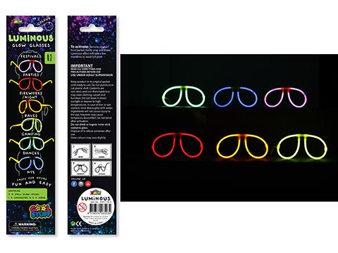 Glow glasses set with six pairs in red, orange, yellow, green, and blue