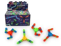 Colorful plastic chain spinner toy arms, bendable with linked joints