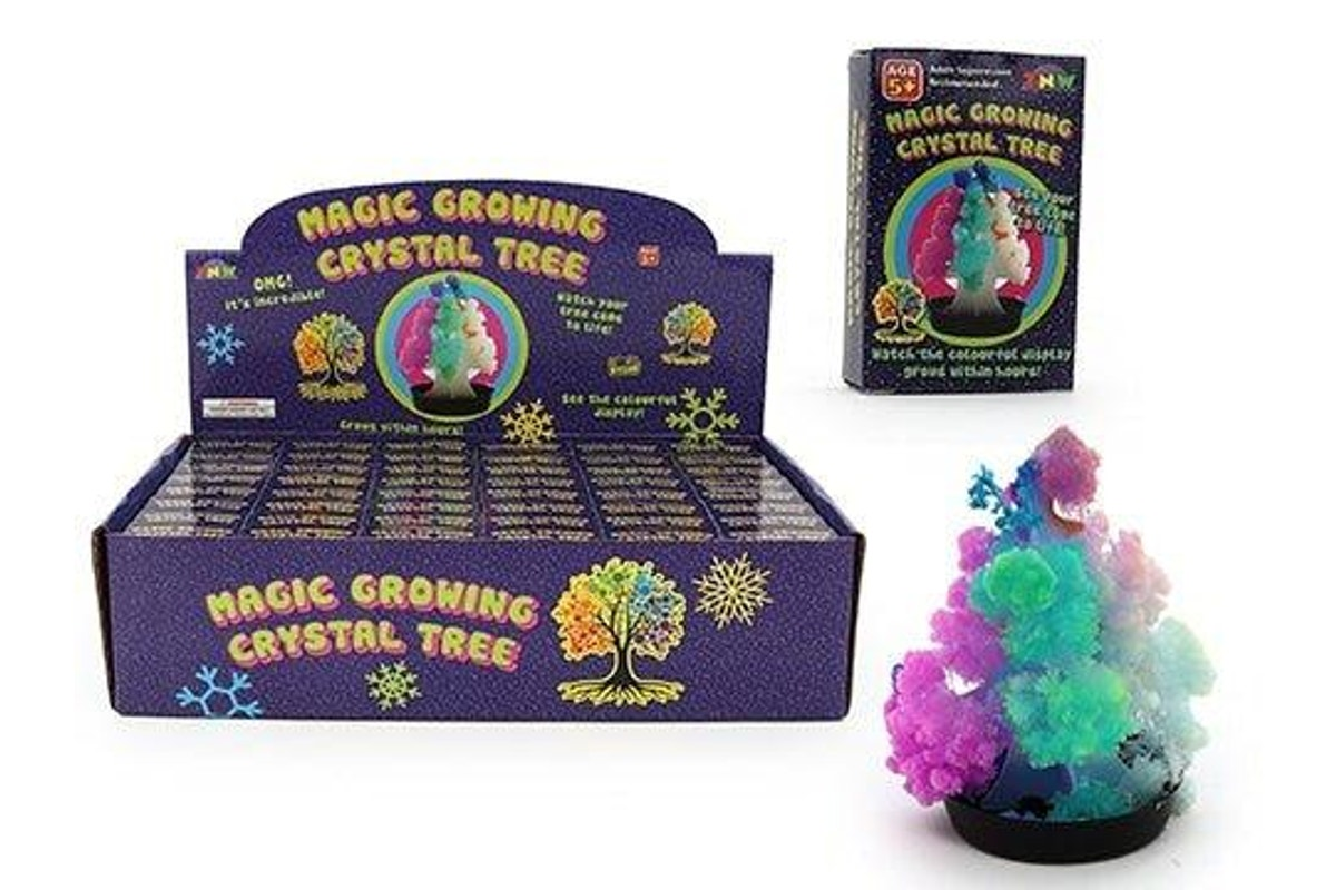 Magic growing crystal tree toy set with colorful crystal tree and box