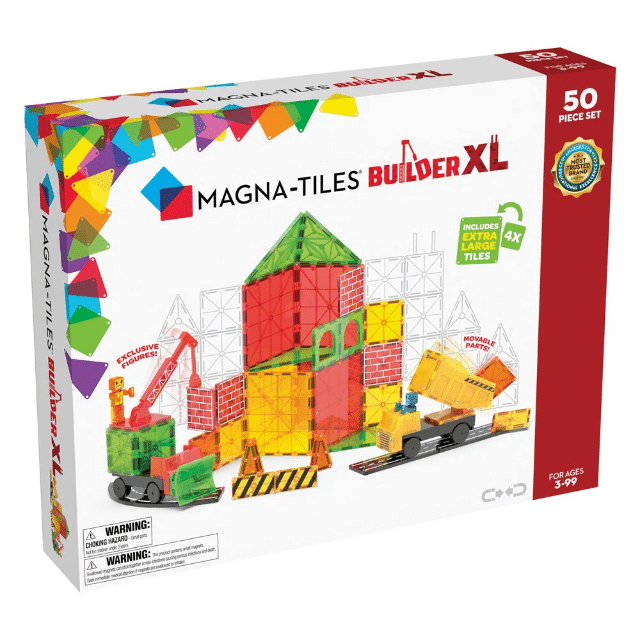 Magna-Tiles Builder XL 50-piece construction set box, crane and road