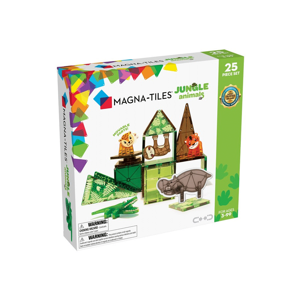Jungle animal 25-piece building set box with MAGNA-TILES logo and animal figures