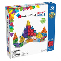 70-piece magnetic building tiles set box with colorful triangle and block pieces