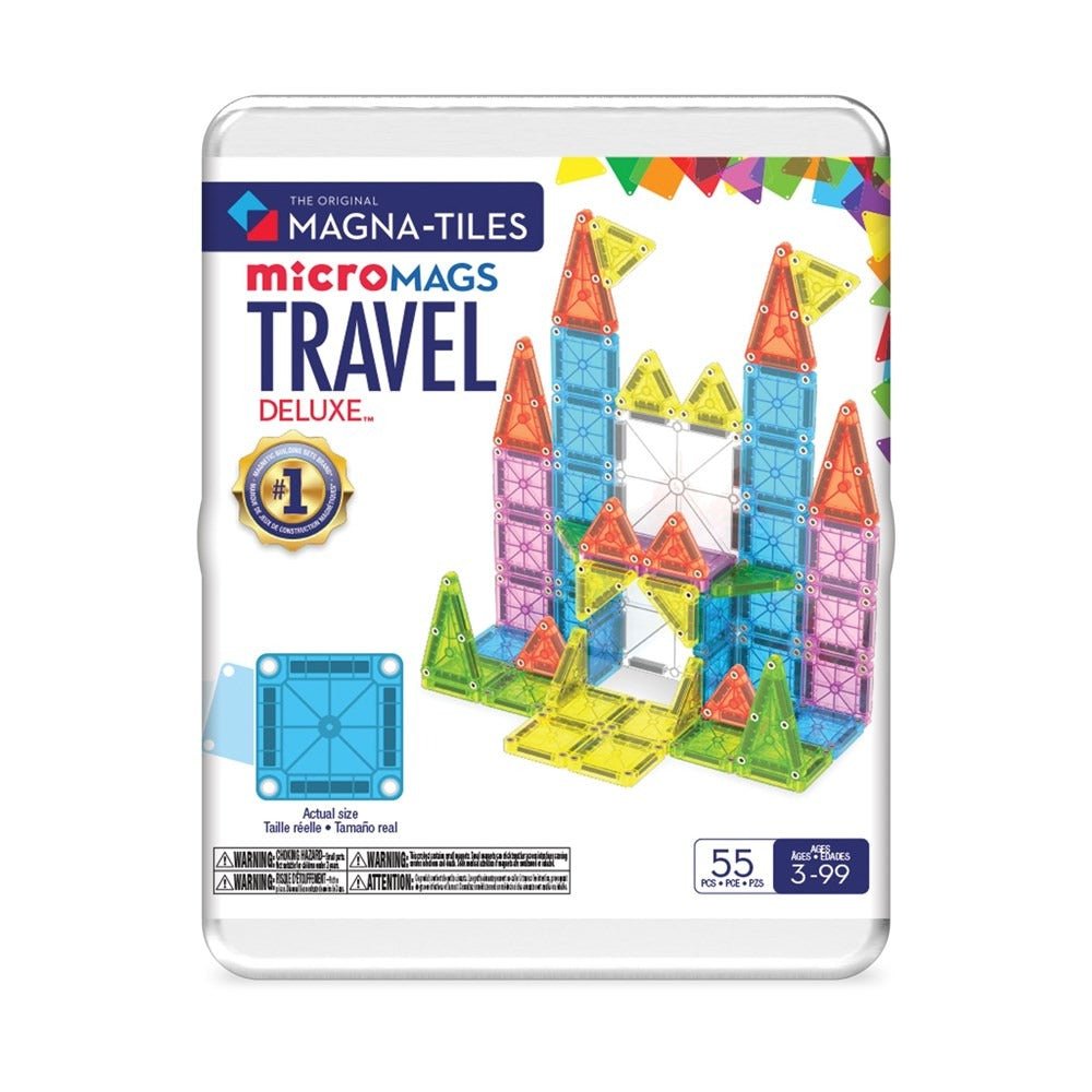 MAGNA-TILES microMAGS Travel Deluxe building tile set in metal case, front