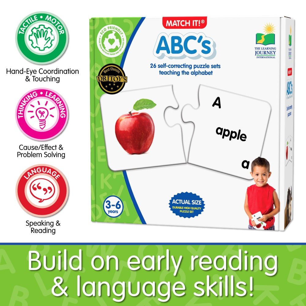 ABC's self-correcting alphabet puzzle set box