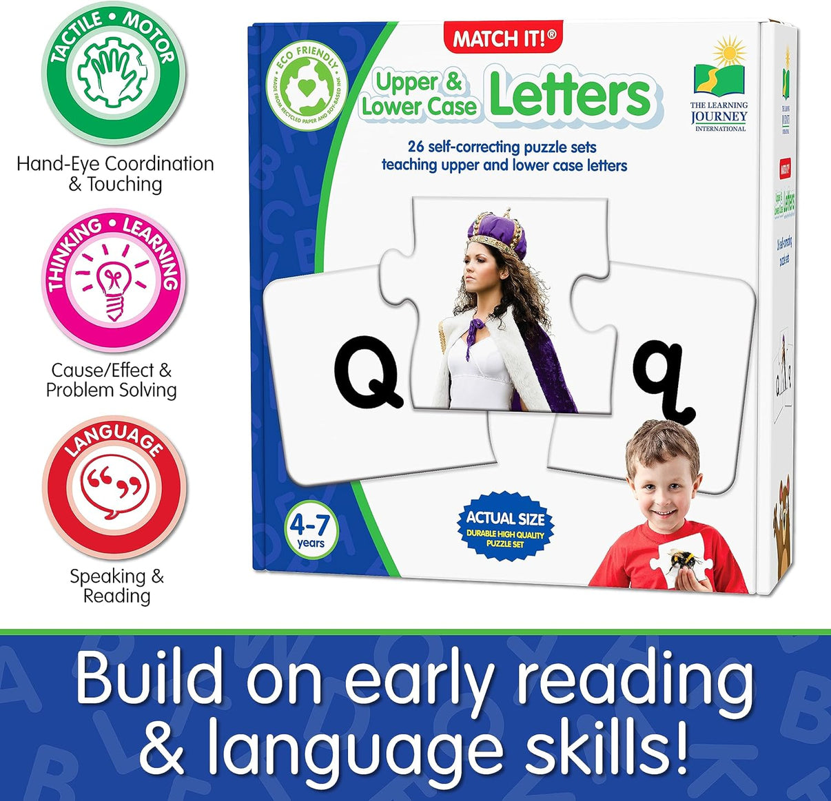 Match It! Upper and Lower Case Letters puzzle set with self-correcting pieces