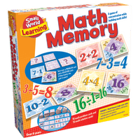 Math Memory board game box with number tiles and math problem cards