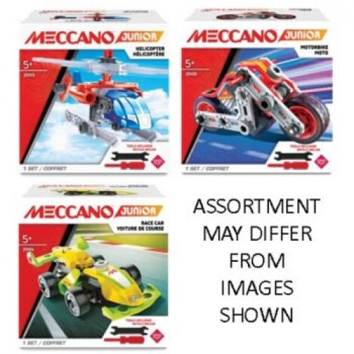 Meccano Junior action build assortment box with vehicle model photos