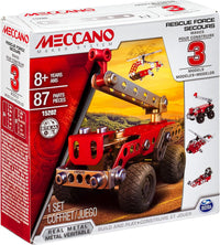 Meccano Rescue Squad 3 metal model set in red and white display box